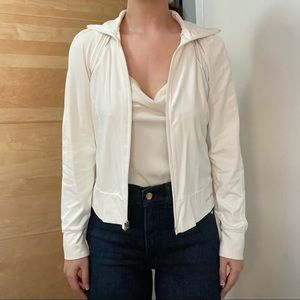 Vintage 2000s Y2K White Bebe athleisure active track jacket rhinestone logo